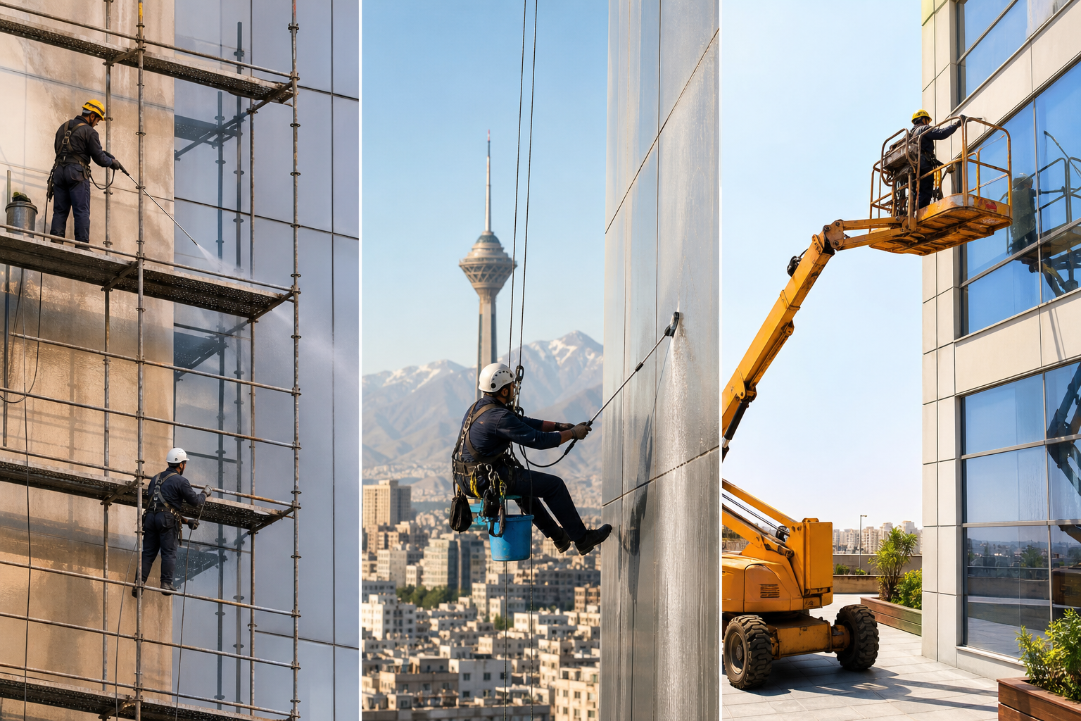 تجهیزات تخصصی برای نماشویی در ارتفاع: داربست، راپل و بالابر چه تفاوتی دارند؟